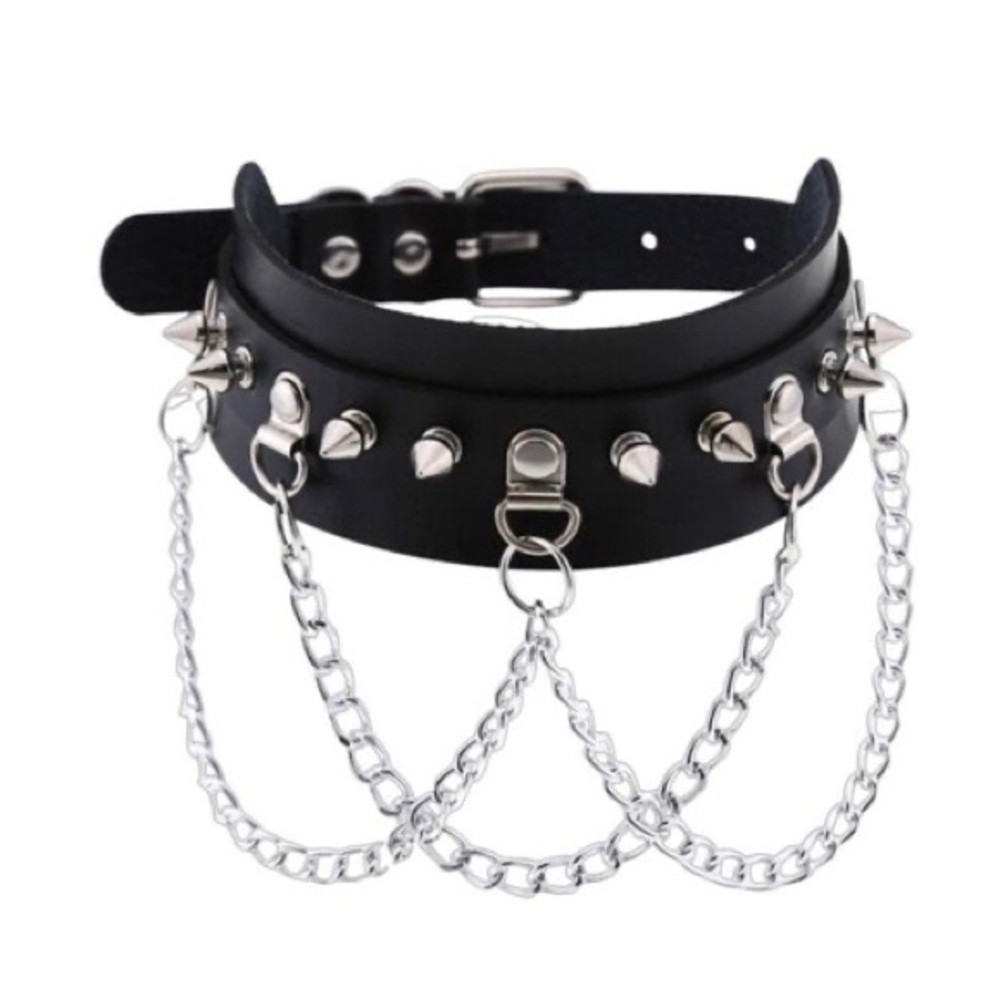 Necklace PU Leather Black Goth Punk Rock Choker Necklaces For Women
